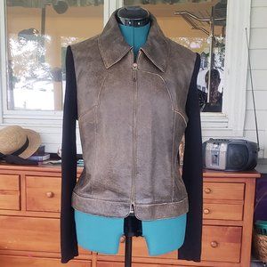 Leather front sweater jacket XL